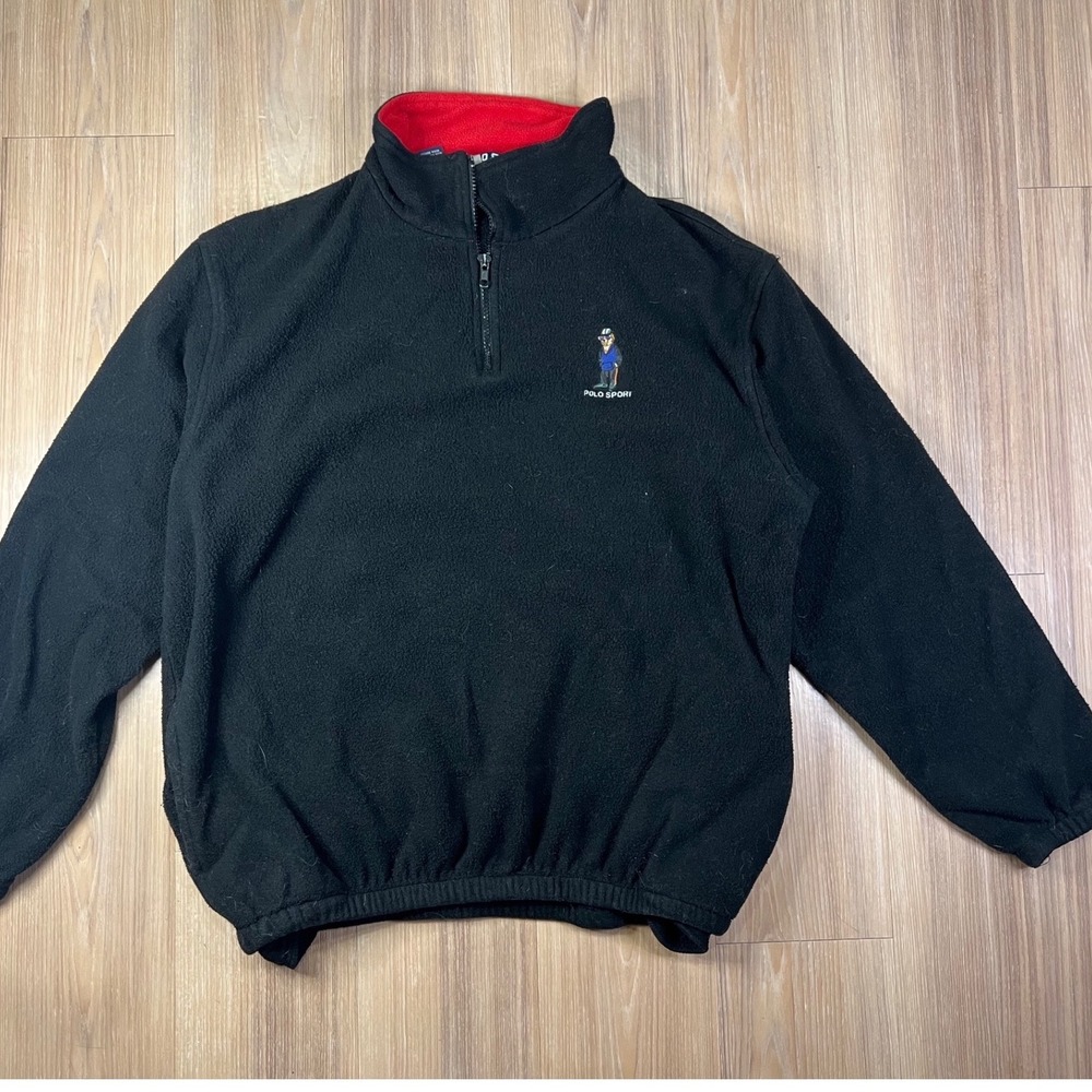 Polo Sport Ralph Lauren Fleece Quarter Zip Polo Bear Logo Black Large